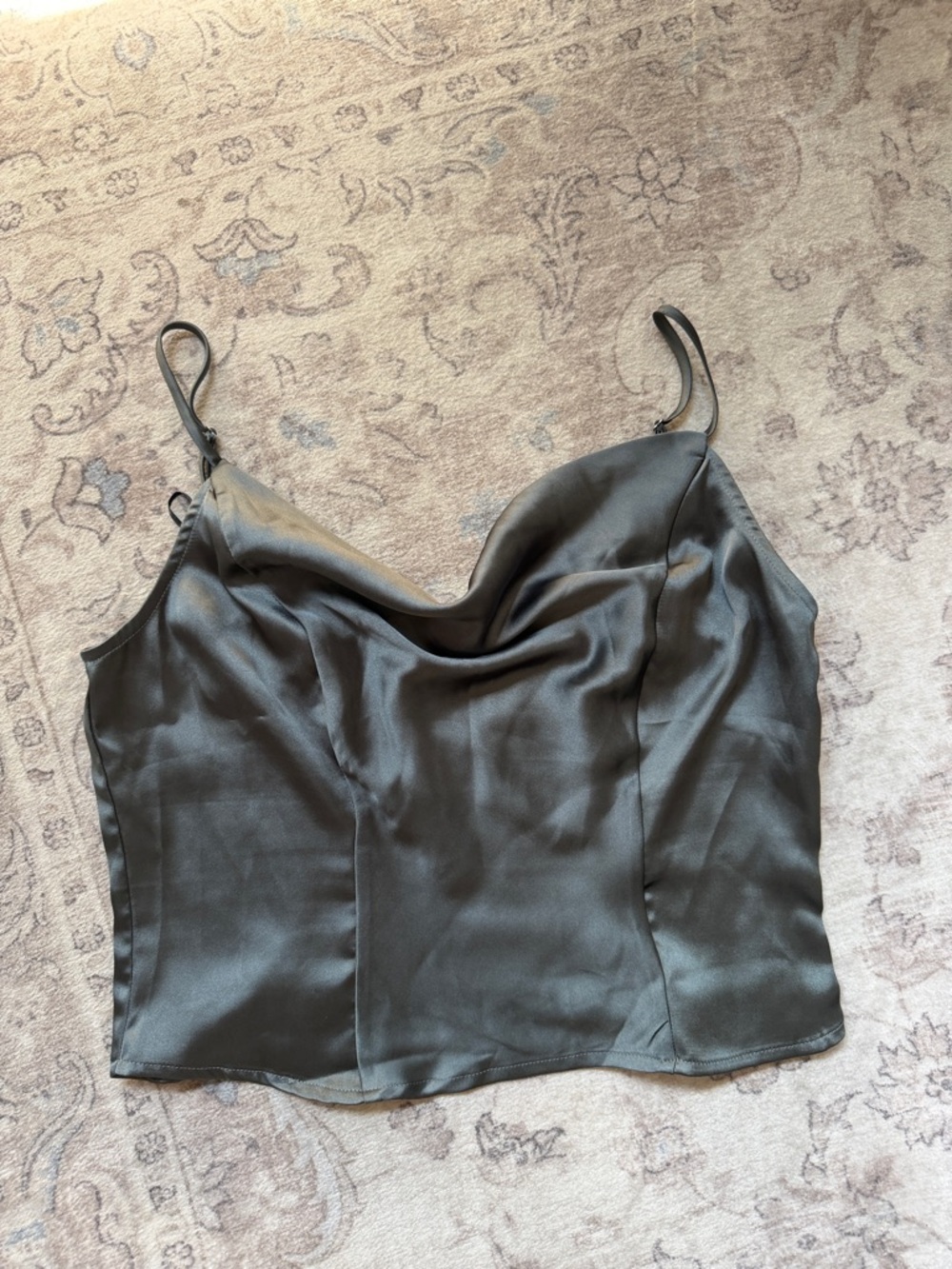 Ro & De Olive Satin Cowl Crop Camisole